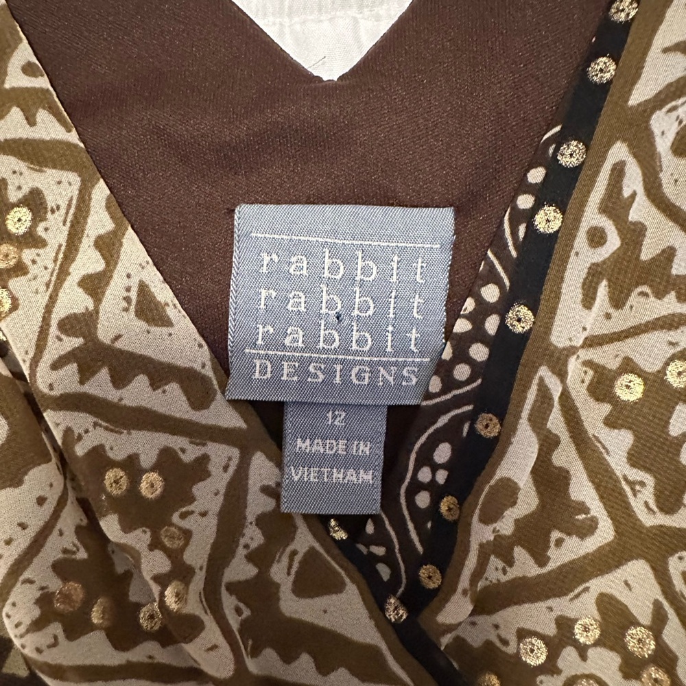 Rabbit Rabbit Rabbit Brown Patterned Wrap Maxi Dr… - image 7